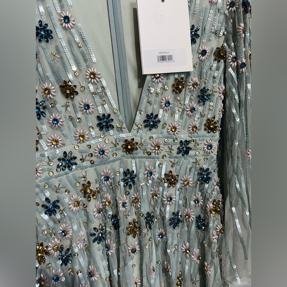 Mac Duggal 93838 NWT One of A kind Blue MIDI Dress - Picture 3 of 5